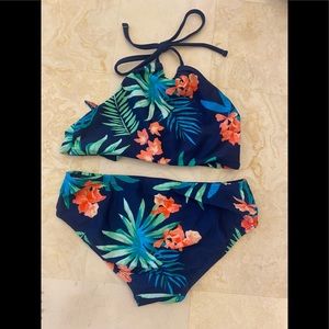 Girls Navy Blue Floral Bikini!